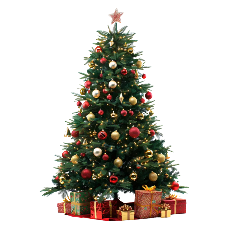 Sapin de Noël décoré avec des cadeaux
